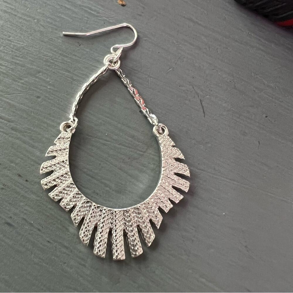 Silver Tone Dangle Earrings - Picture 6 of 8